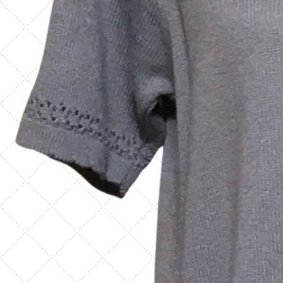 Alfred Dunner Sweater Blue Short Sleeve Scalloped Hem Size L - Picture 3 of 6